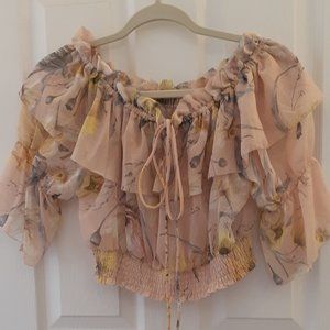 H&M Floral Tie front blouse